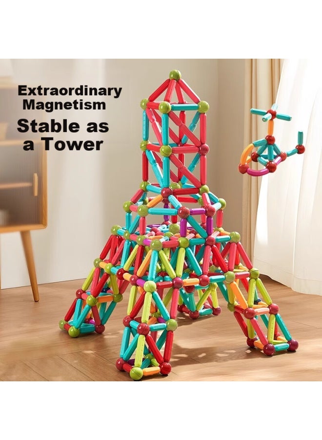 Leleyu Magnetic Building Blocks, Large Particles, Children's Toy, Magnetic Construction Set, Assembly Toy, Birthday Gift For Boys And Girls, 66 Pieces - Image 2