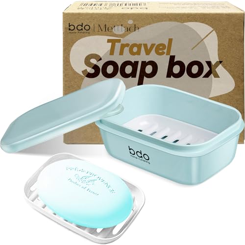 PEISAINOX Travel Soap Case with Lid,Leakproof Soap Holder with Drainage Layer, Travel Essentials Soap Containers, Portable Soap Bar Dish for Camping, Gym, Bathroom,Kitchen,Dormitory,Hotel(Green) - Image 1
