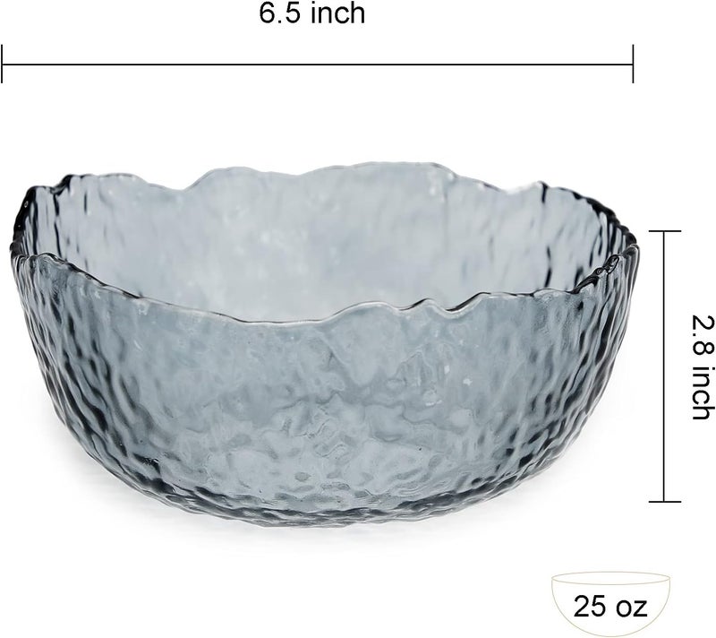 T TOSSOW TOSSOW Glass Salad Bowl Irregular Shape Serving Bowls 25 oz Pyrex Mixing Bowls for Kitchen Prep Fruit Snack Dessert and Candy Dishes or Nut BowlsGrey - Image 2
