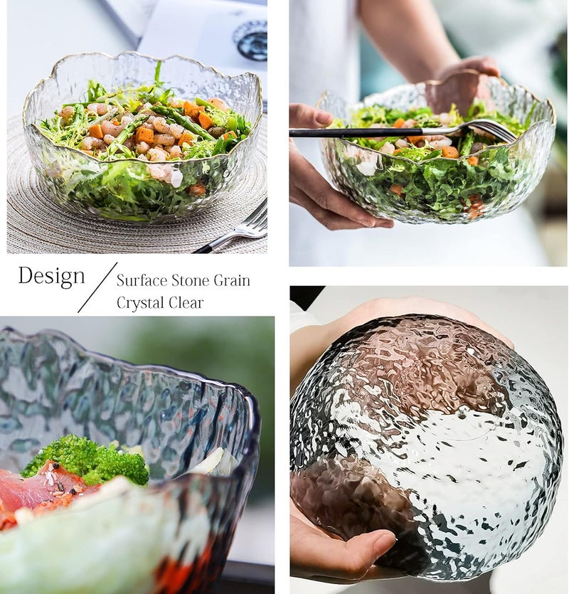 T TOSSOW TOSSOW Glass Salad Bowl Irregular Shape Serving Bowls 25 oz Pyrex Mixing Bowls for Kitchen Prep Fruit Snack Dessert and Candy Dishes or Nut BowlsGrey - Image 4