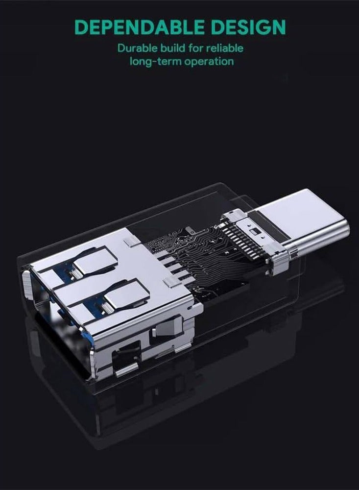 محول OTG USB C ذكر إلى USB 3.0 أنثى، شحن سريع ونقل البيانات لجهاز iPhone 15 Pro Max Plus، iPad، MacBook Pro/Air، Samsung Galaxy S23 S22، أجهزة أخرى من النوع C أو Thunderbolt، صغير وخفيف الوزن، سهل الحمل، أسود  - Image 3
