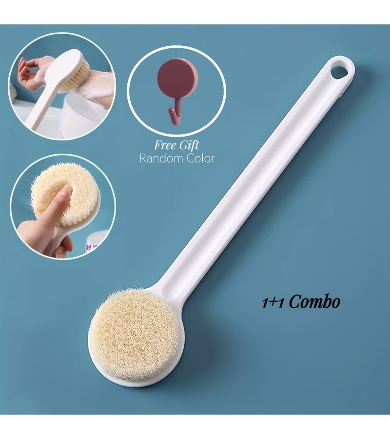 2pcs Set Long Handle Back Brush With Macaron Hook Soft Bristles Ergonomic - Image 2