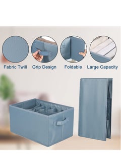 KASTWAVE Drawer Organiser 2 Packs Storage Box Clothes Organisers with 7 Grids Washable Foldable Drawer Divides Fabric Storage Box for clothes Scarf Ties Belts and Knickers  - Image 3
