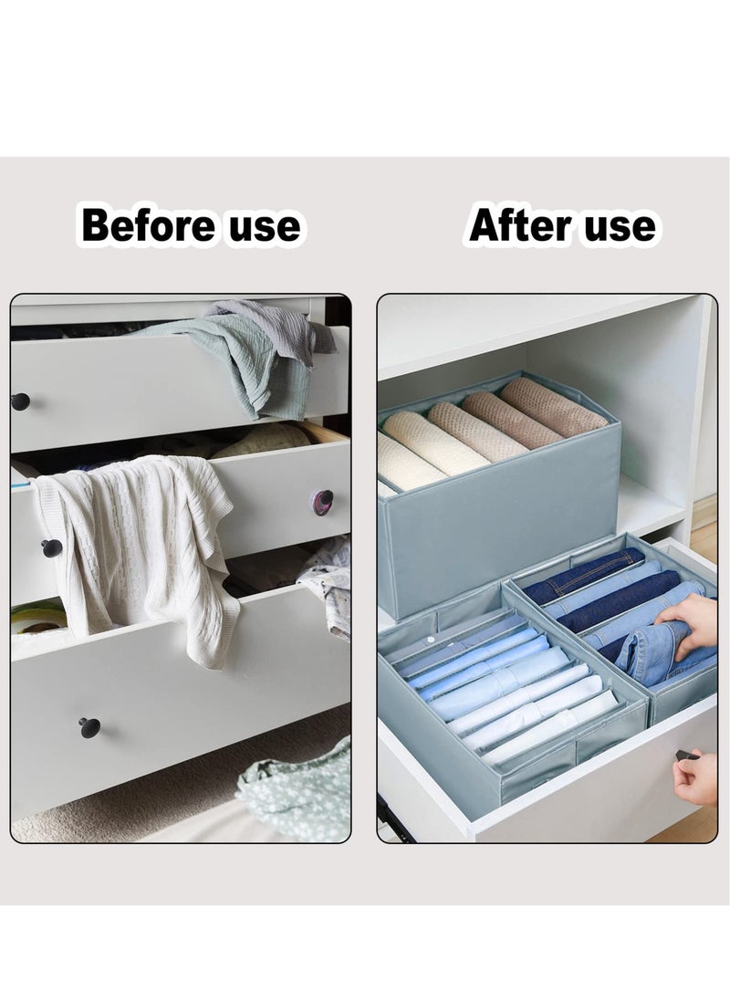 KASTWAVE Drawer Organiser 2 Packs Storage Box Clothes Organisers with 7 Grids Washable Foldable Drawer Divides Fabric Storage Box for clothes Scarf Ties Belts and Knickers  - Image 4