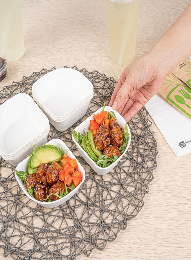 Restaurantware-Pulp Safe 4.1 x 4.1 Inch Round Dessert Bowls, 25 No PFAS Added Dinner Bowls - Home Compostable, Heavy-Duty, White Bagasse Modular Bowls, BPI-Certified, Disposable - Image 4