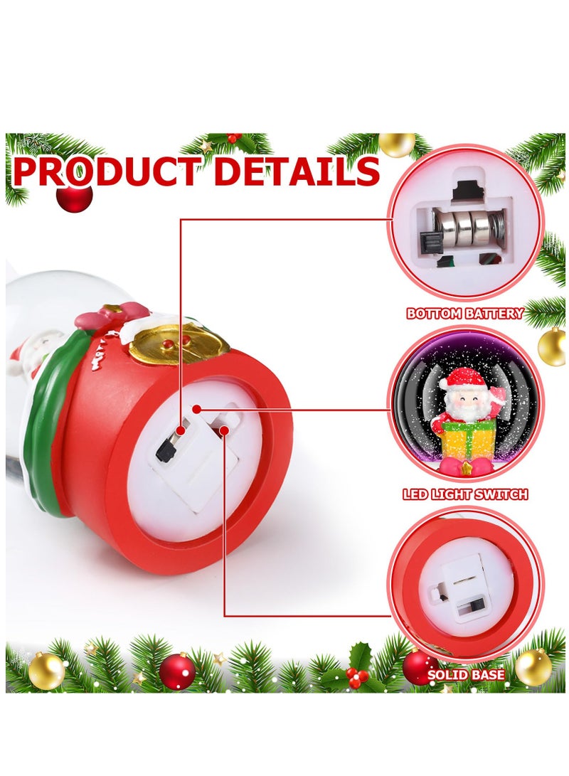 Excefore Glitter Water Globe Mini Snow Globe Santa Claus  Tree Snowman Snow  Elements Snow Globe House Decoration with LED Light for Family Office 2 Pcs - Image 4