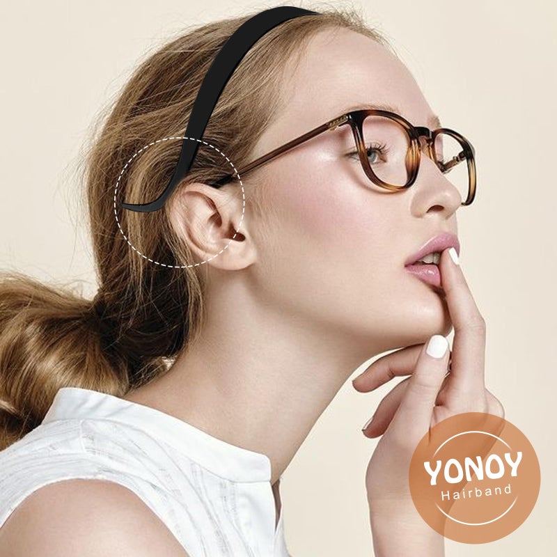 YONOY 6Pcs Plastic HairBand Designed for Eyewear No Pressure No Headache Comfortable Headbands for Women Fashion Thin Headbands Non Slip,solid color (Black, khaki,coffee) - Image 4