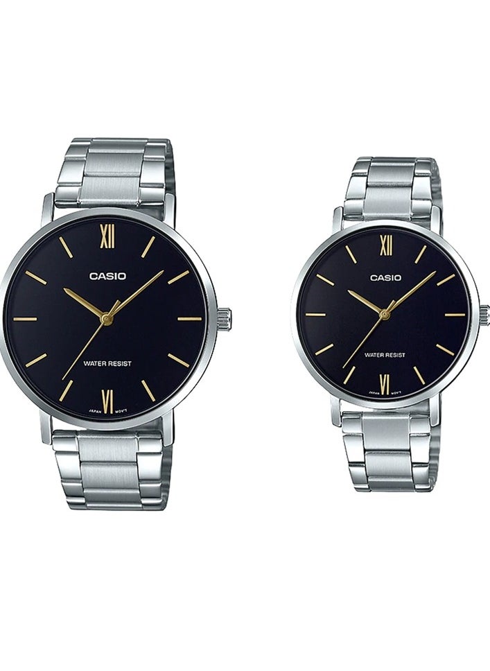 CASIO Casio Stainless Steel Band Couple Watch Set MTP/LTP-VT01D-1BUDF  - Image 1