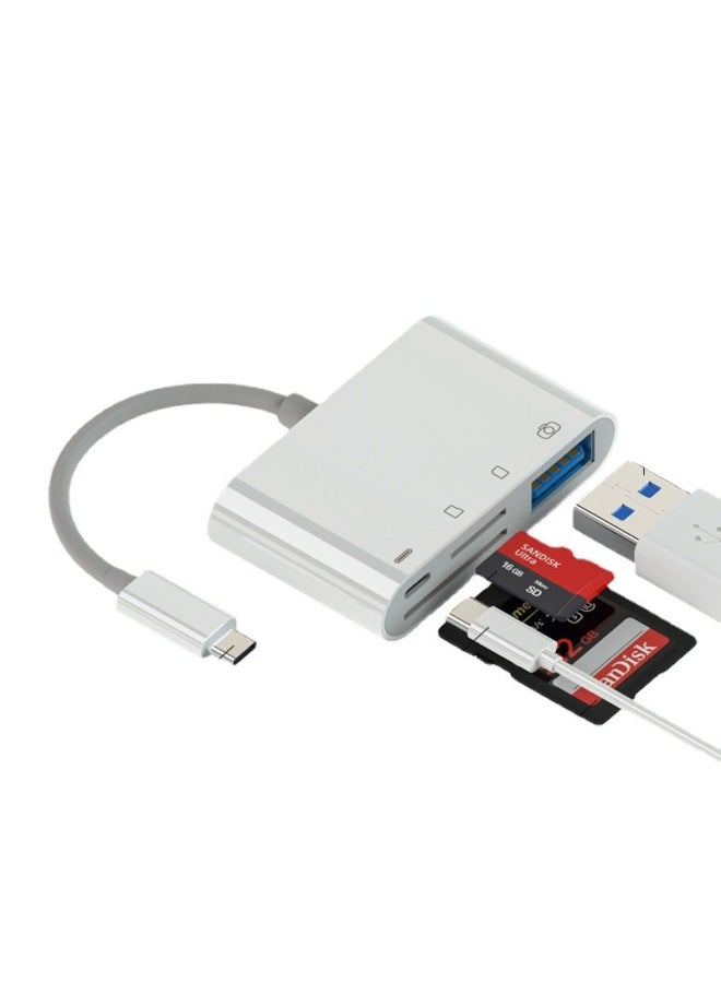 Mobile Phone Card Reader Type-c Mobile Phone Connection SDTF Card Adapter Read U Disk Adapter OTG Adapter-Color:Type-C4 In 1 【Read TF/SD USB Charging】】 - Image 1