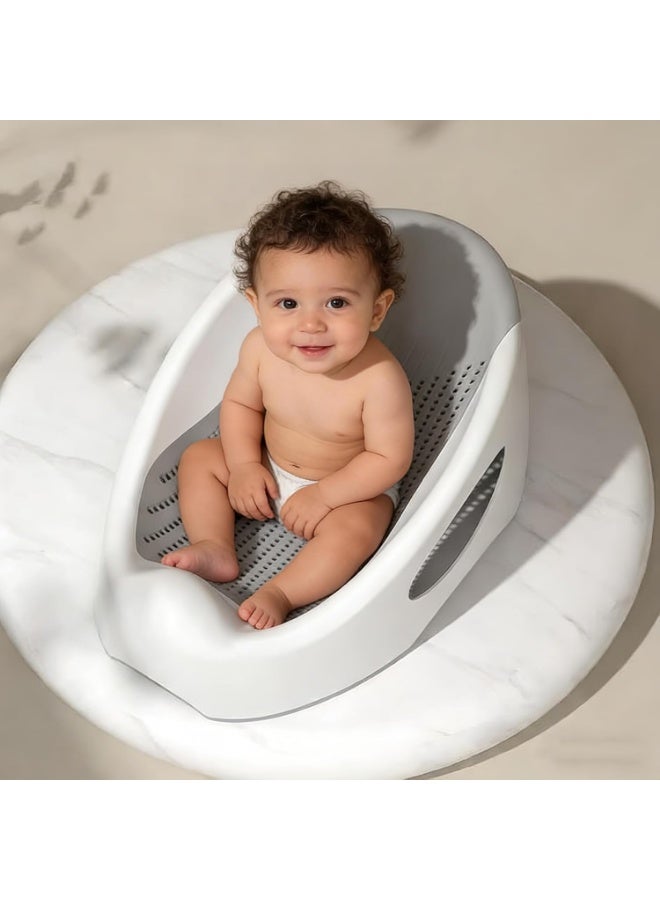 Silicone bath seat for babies and toddlers, gray color - Image 1