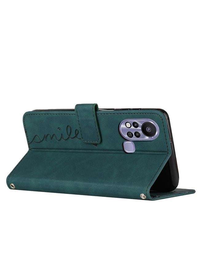 Green Tiger Case For Infinix Hot 11s Skin Feel Heart Pattern Leather Phone Case - Image 4