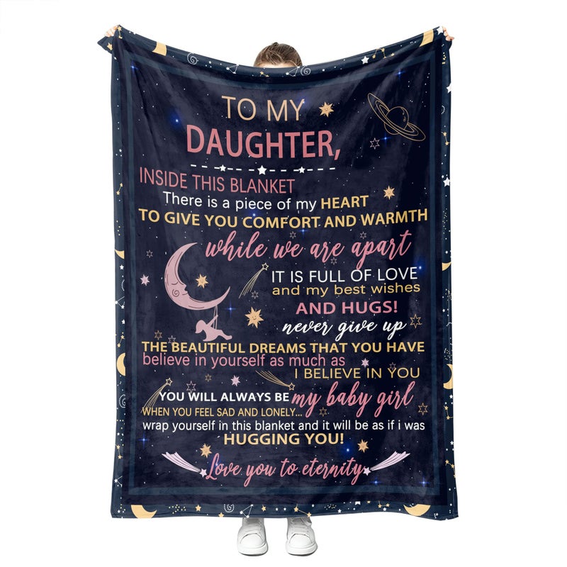YunTu to My Daughter Blanket from Dad Mom Warm Letter Throw Blanket for Daughter Birthday Gifts for Daughter from Mom Dad Valentines Gifts for Daughter