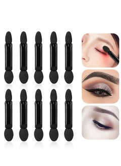 ATOMUS 10-Piece Eyeshadow Applicators Dual Sides Eye Sponge Applicators, Disposable Eyeshadow Makeup Brush for Girls Lady Women (Black)  - Image 1