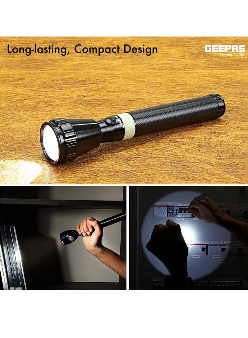 GEEPAS Rechargeable LED Flashlight - LED Torch – Long-Range Brightness and Durable Performance with 1800 Meters Range, Portable Design, 4 Hours Working, Perfect for Camping Bicycle Hiking and Emergency Black/White 285mm (GFL4642) - Image 5