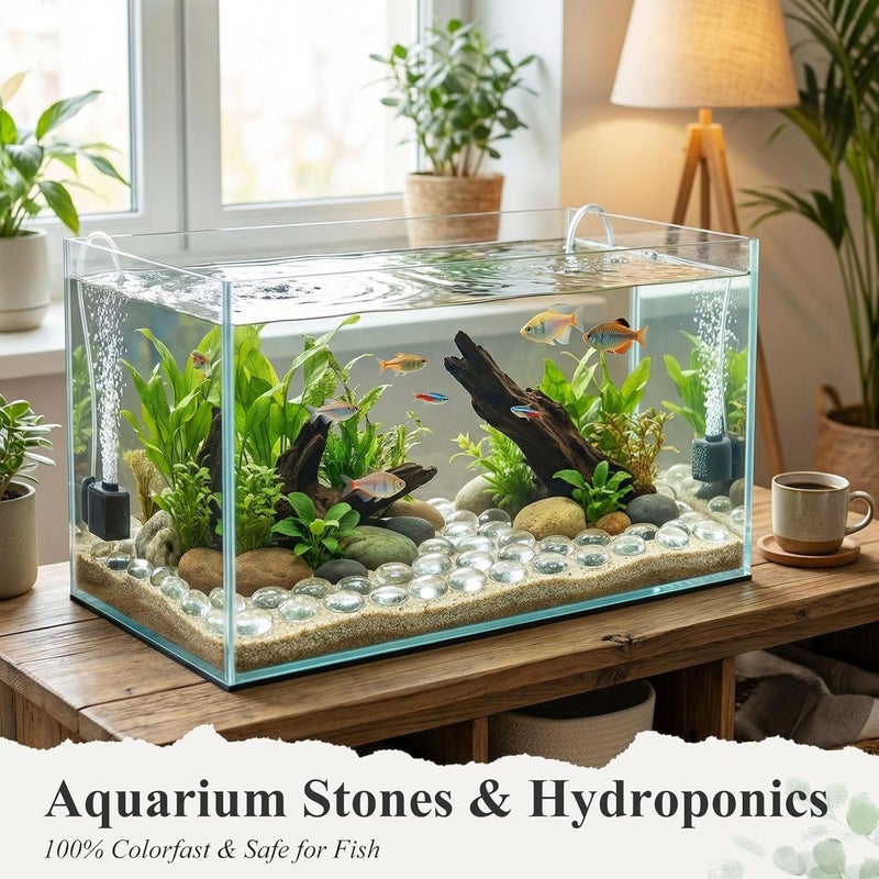 DomeStar 1LB Flat Glass Marbles, Transparent Decorative Glass Pebbles Clear Gemstone Vase Fillers Beads Floral Fish Tank Rocks for Vases Table Scatter Aquarium Decor - Image 4