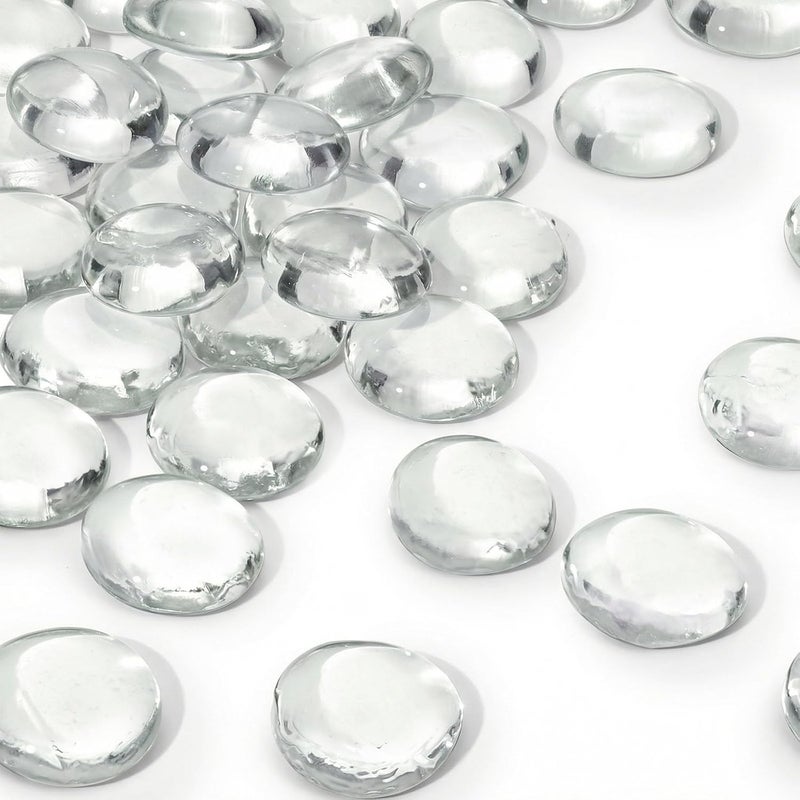 DomeStar 1LB Flat Glass Marbles, Transparent Decorative Glass Pebbles Clear Gemstone Vase Fillers Beads Floral Fish Tank Rocks for Vases Table Scatter Aquarium Decor - Image 1