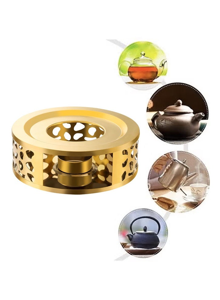 PYC Tea Trivet Gold Stainless Steel Teapot Warmer Base for Glass, Ceramic Teapots and Other Heatproof Pots Warming Use - Image 1