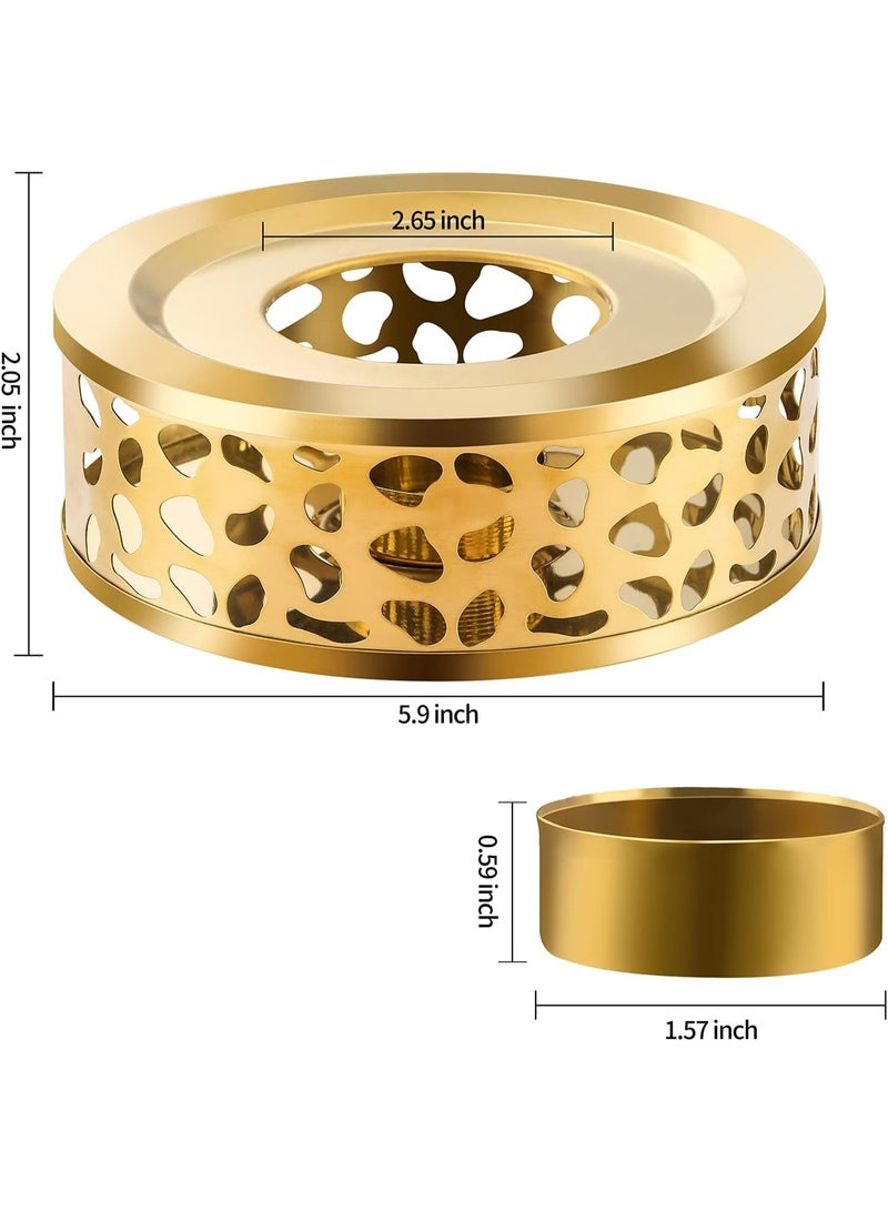PYC Tea Trivet Gold Stainless Steel Teapot Warmer Base for Glass, Ceramic Teapots and Other Heatproof Pots Warming Use - Image 4