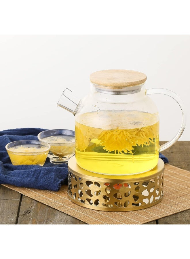 PYC Tea Trivet Gold Stainless Steel Teapot Warmer Base for Glass, Ceramic Teapots and Other Heatproof Pots Warming Use - Image 5