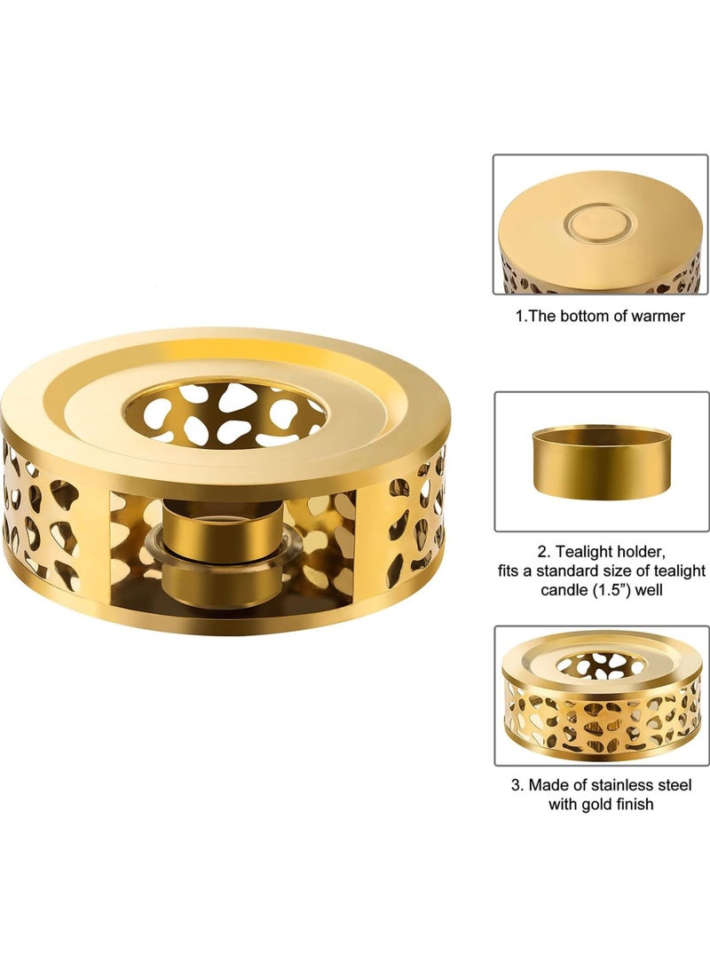 PYC Tea Trivet Gold Stainless Steel Teapot Warmer Base for Glass, Ceramic Teapots and Other Heatproof Pots Warming Use - Image 3