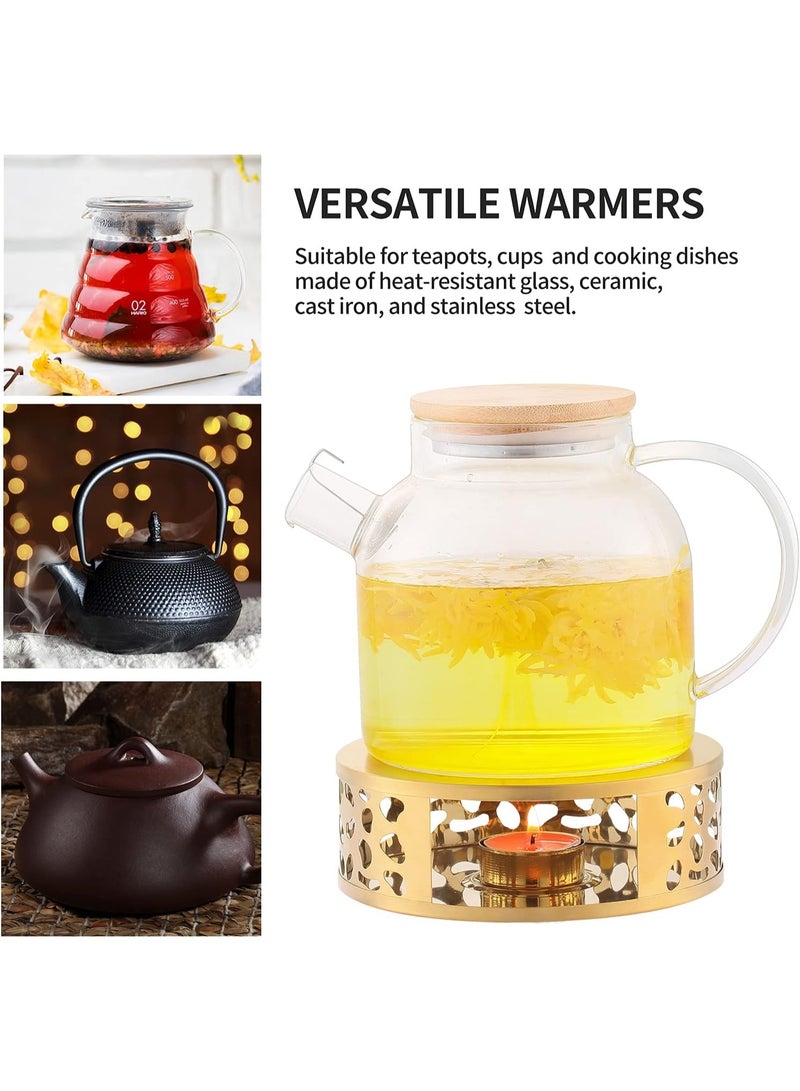 PYC Tea Trivet Gold Stainless Steel Teapot Warmer Base for Glass, Ceramic Teapots and Other Heatproof Pots Warming Use - Image 2
