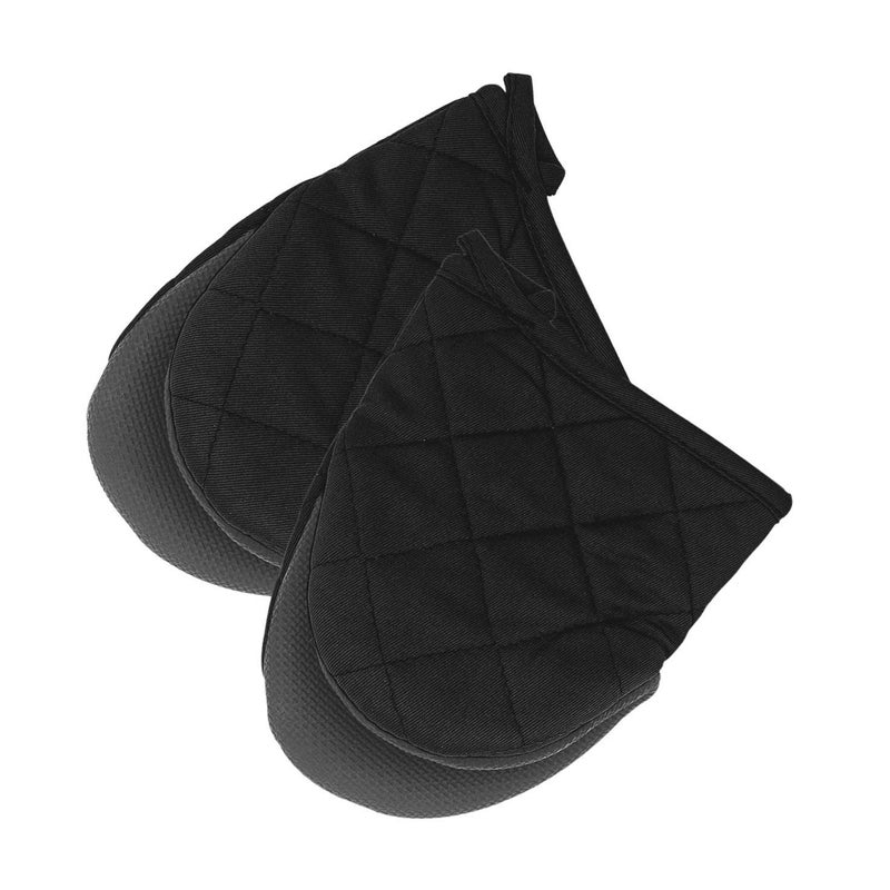 Top-spring Neoprene Mini Oven Mitts 2 Pack Short Oven Mitts 500 Degree Heat Resistant Gloves Potholder with NonSlip Grip Surfaces and Hanging Loop for Hand Hot Pot CookwareBakeware Mini Black