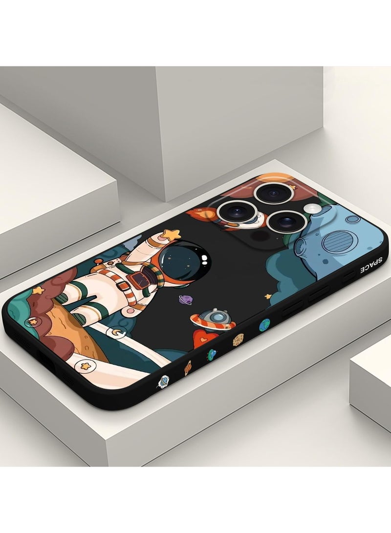 for iPhone 16 Pro Case Scratch Resistant Soft Slim Fit Floral Phone Cover for iPhone 16 Pro 6.3 inch-Astronaut Black - Image 2