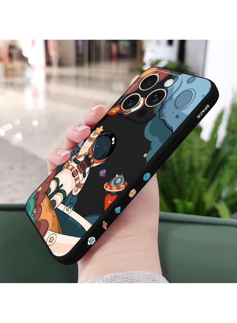 for iPhone 16 Pro Case Scratch Resistant Soft Slim Fit Floral Phone Cover for iPhone 16 Pro 6.3 inch-Astronaut Black - Image 4