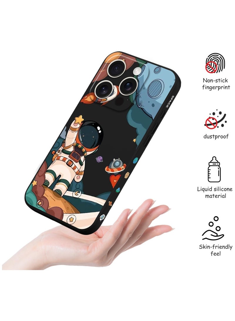 for iPhone 16 Pro Case Scratch Resistant Soft Slim Fit Floral Phone Cover for iPhone 16 Pro 6.3 inch-Astronaut Black - Image 5