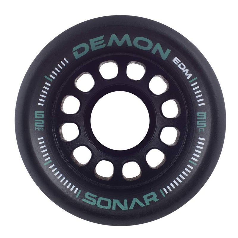 Riedell Demon EDM Roller Skate Wheels - 4 Pack of 43mm x 62mm Wheels | Black 95A - Image 2
