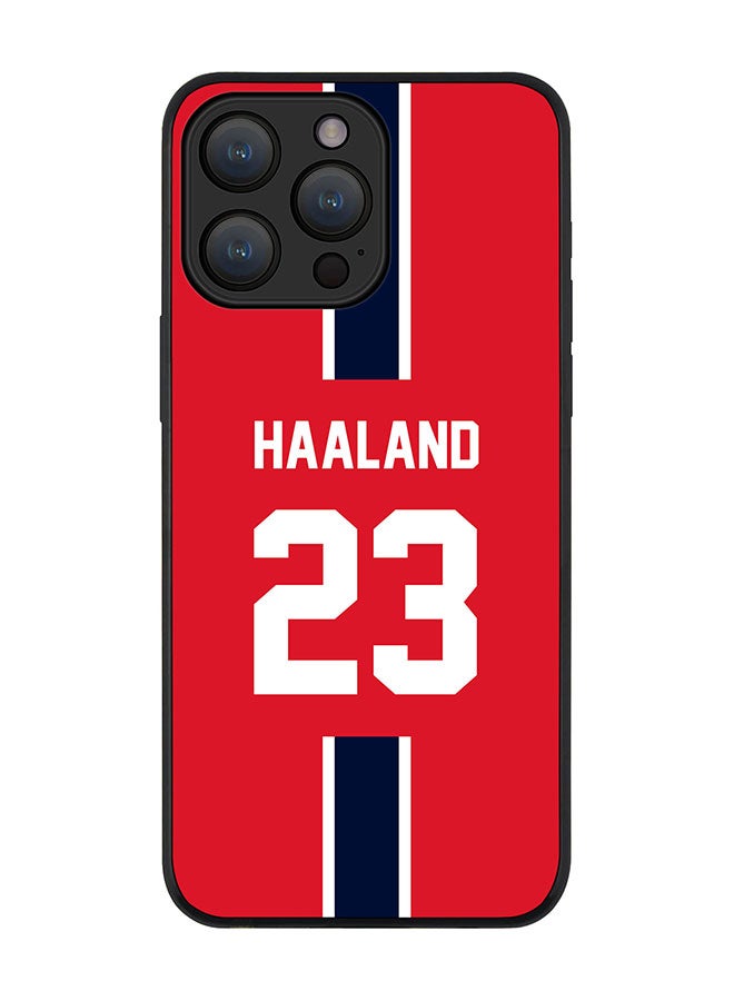 Stylizedd Cover for iPhone 15 Pro Case Rugged Black Slim fit Flexible Protective Phone Cases - Football Team - NorwayPlayer Name - Haaland - Image 1