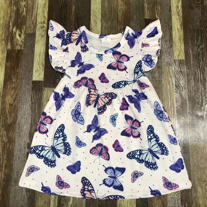 New Spot Girl Infant Kidsren'S Clothing Girl Cute Summer Milk Silk Small Flying Sleeve Dress - Image 1