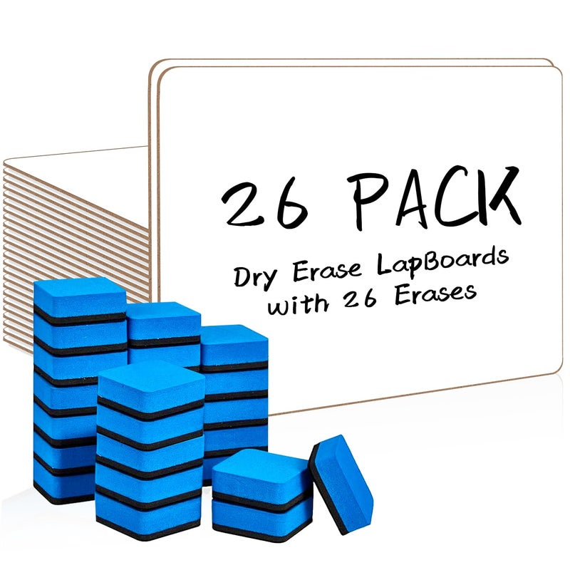 PANDRI Dry Erase LapBoards, PANDRI 26 Pack Double Sided 12.5 x 9 Inch Whiteboards with 26 Erasers, Dry Erase Boards for Office Students Classroom Teacher Supplies - Image 1