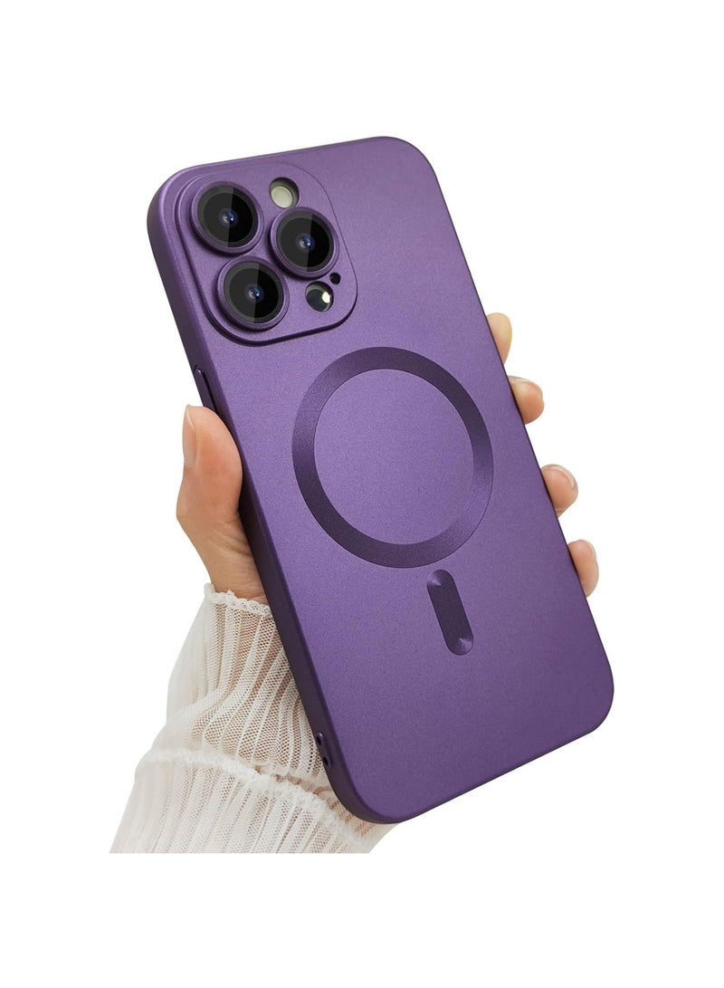 حافظة مغناطيسية لهاتف iPhone 14 Pro Max للنساء، تصميم لامع فاخر ناعم مع حماية عدسة الكاميرا، متوافقة مع حافظة Magsafe لهاتف iPhone 14 Pro Max 6.7 بوصة - بنفسجي - Image 1