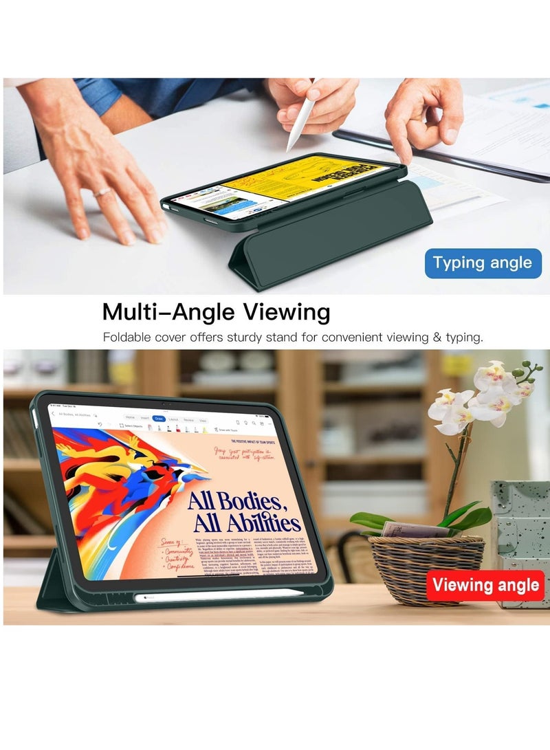 DUSALA New iPad 10.9 Inch Case 2022 (10th Gen) with Pencil Holder - Trifold Stand Smart Case with Soft TPU Back, Auto Wake/Sleep - Midnight Green - Image 5