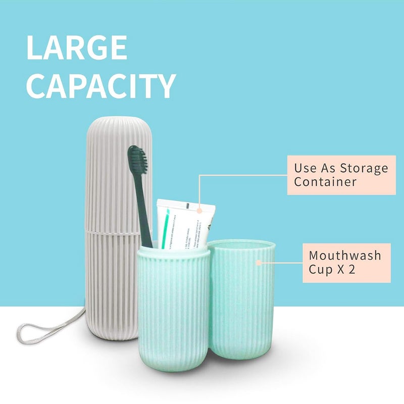 Aseenaa Capsule Shape Plastic Portable Toothpaste Toothbrush Case Holder, Storage Box Container Bathroom Organizer for Travel, Indoor and Outdoor | Pack of 2 | Color : Multicolor - Image 3