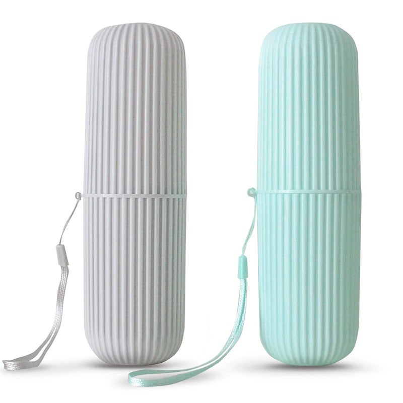 Aseenaa Capsule Shape Plastic Portable Toothpaste Toothbrush Case Holder, Storage Box Container Bathroom Organizer for Travel, Indoor and Outdoor | Pack of 2 | Color : Multicolor - Image 1