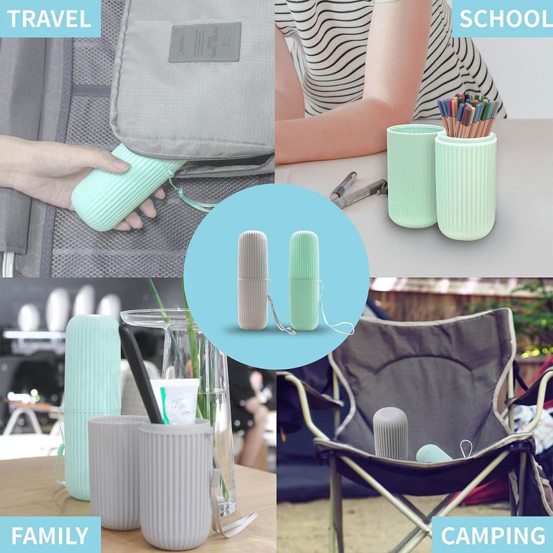 Aseenaa Capsule Shape Plastic Portable Toothpaste Toothbrush Case Holder, Storage Box Container Bathroom Organizer for Travel, Indoor and Outdoor | Pack of 2 | Color : Multicolor - Image 4