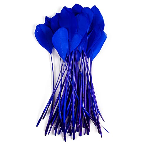 FEARAFTS White Goose Feathers for Crafts Hats Making Fascinators Decoration Pack of 50 (Royal Blue) - Image 5