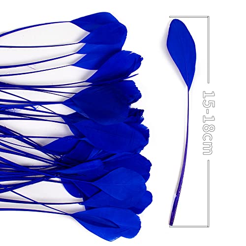 FEARAFTS White Goose Feathers for Crafts Hats Making Fascinators Decoration Pack of 50 (Royal Blue) - Image 2