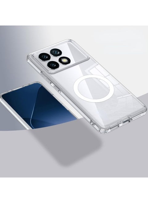 Magnetic Clear Case Compatible with Xiaomi Poco X6 Pro Phone Cases Soft Bumper Hard back Shell Camera Protector Funda For Poco X6 Pro