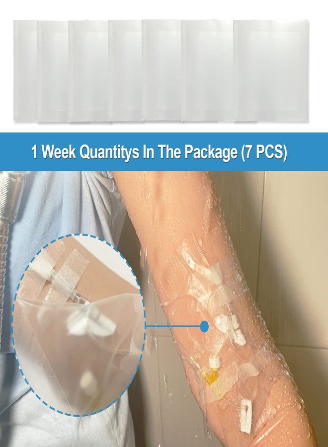 GBH-MED واقي ضمادة استحمام لخط PICC، غشاء شفاف مقاوم للماء، حاجز لتضميد الجروح، 7 قطع (9 بوصة × 9 بوصة) - Image 5
