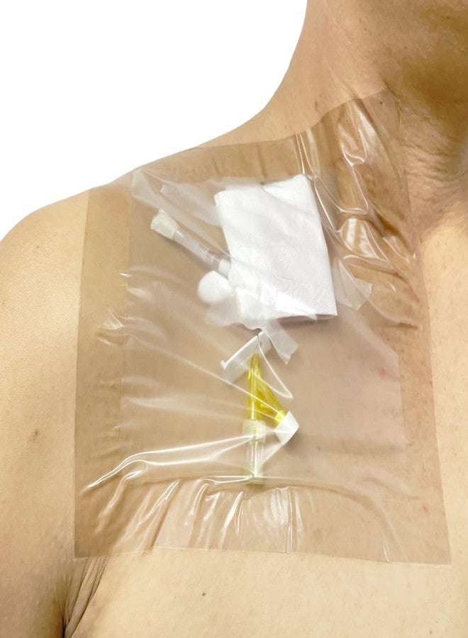GBH-MED واقي ضمادة استحمام لخط PICC، غشاء شفاف مقاوم للماء، حاجز لتضميد الجروح، 7 قطع (9 بوصة × 9 بوصة) - Image 1