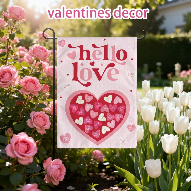 OHOME Valentines Day Decorations - Heart Love Welcome Garden Flag | Valentines Day Decor Party Favors Supplies for Outdoor Indoor Double-Side Backdrop Banner for Garden Porch Patio Lawn Yard Home,12x18 - Image 5