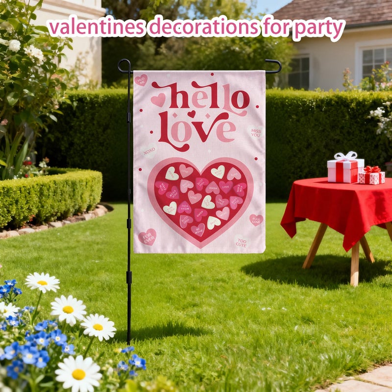 OHOME Valentines Day Decorations - Heart Love Welcome Garden Flag | Valentines Day Decor Party Favors Supplies for Outdoor Indoor Double-Side Backdrop Banner for Garden Porch Patio Lawn Yard Home,12x18 - Image 4