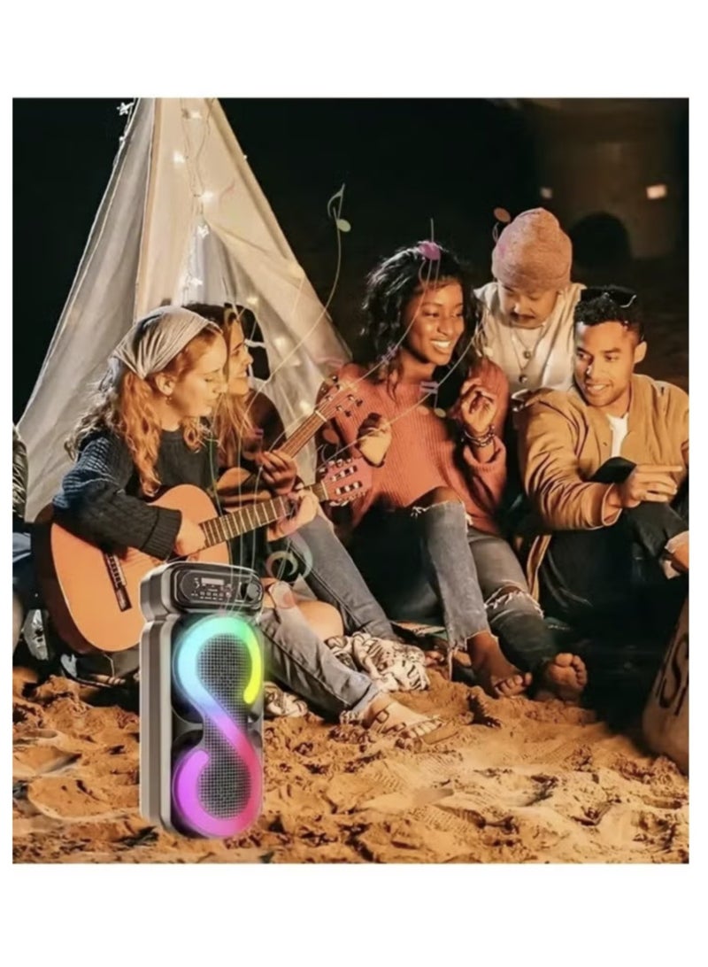 singe Dual LED Colored Lights Bluetooth Subwoofer Audio Portable Colorful Dual Speaker With Microphone Audio 5.0 Bluetooth Speaker - Image 3