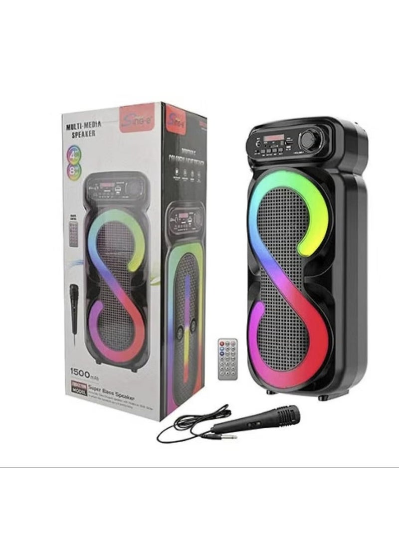 singe Dual LED Colored Lights Bluetooth Subwoofer Audio Portable Colorful Dual Speaker With Microphone Audio 5.0 Bluetooth Speaker - Image 1