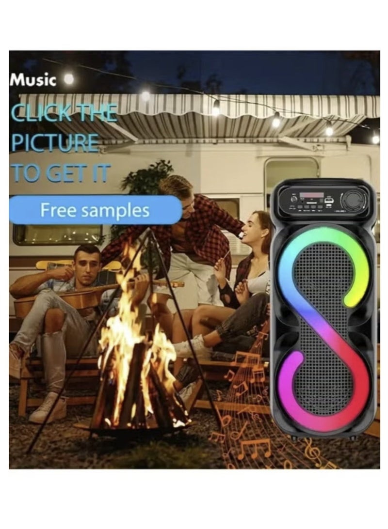 singe Dual LED Colored Lights Bluetooth Subwoofer Audio Portable Colorful Dual Speaker With Microphone Audio 5.0 Bluetooth Speaker - Image 2