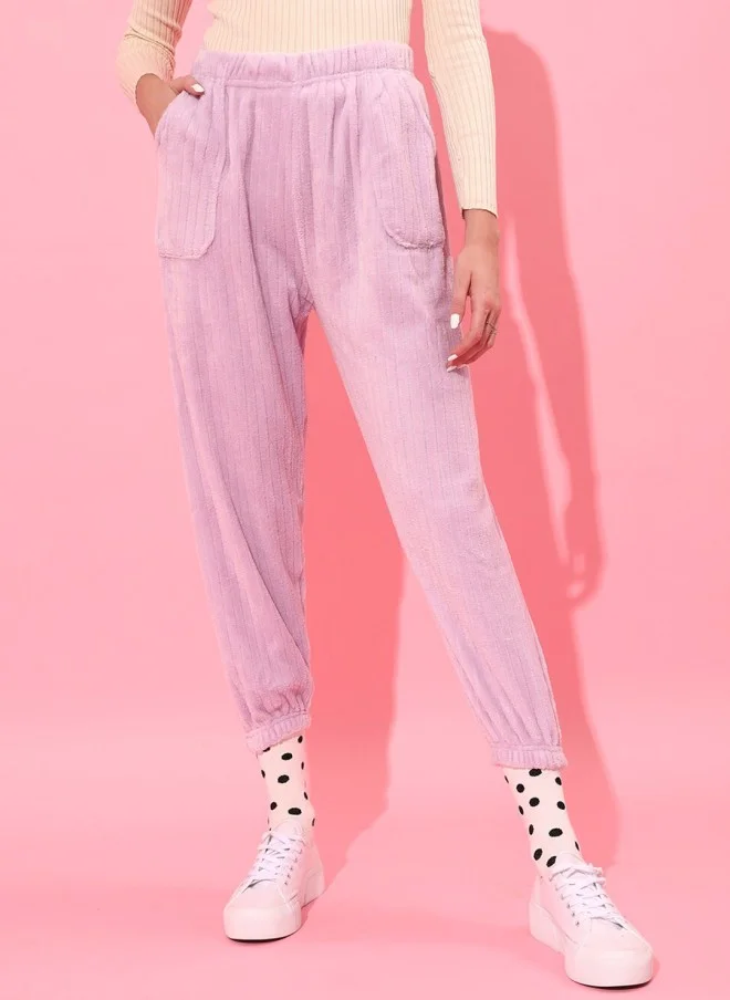 Loose Fit Cropped Joggers for Women in Lilac