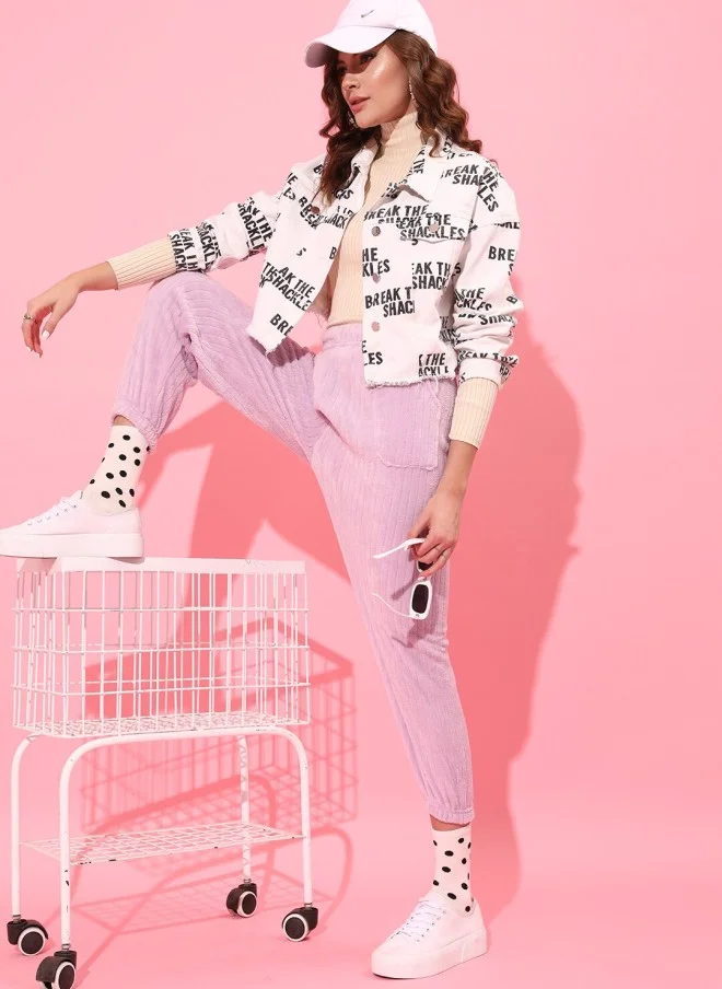 STREET 9  Loose Fit Cropped Joggers for Women in Lilac  | Best Price UAE